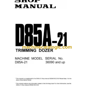 Komatsu D85A-21 Trimming Dozer Shop Manual (SEBM001600)