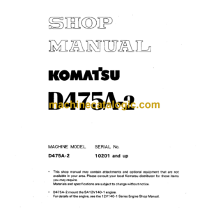 Komatsu D475A-2 Bulldozer Shop Manual (SEBM019M0207)