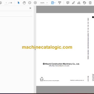 Hitachi ZX200-3class,ZX240-3class,ZX330-3class,ZX450-3class Magnet Specifications Machine Operator’s Manual (EM1J1-LM1-1)