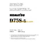 Komatsu D75S-5 Bulldozer Shop Manual (SEBM01450503)