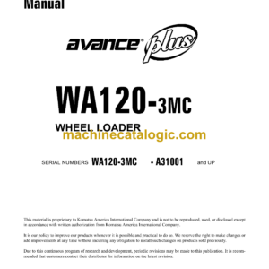 Komatsu WA120-3MC Avance Plus Wheel Loader Shop Manual (CEBM005101)