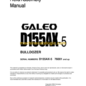 Komatsu D155AX-5 Galeo Bulldozer Shop Manual (GEN00002-00)