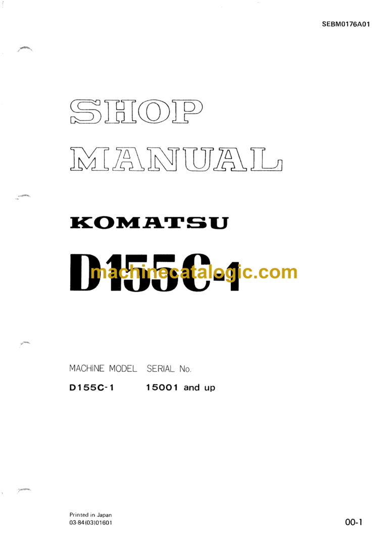 Komatsu D155C-1 Bulldozer Shop Manual (SEBM0176A01)