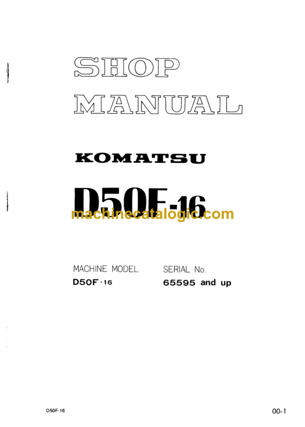 Komatsu D50F-16 Bulldozer Shop Manual