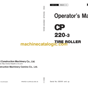 Hitachi CP220-3 Tire Roller Operator's Manual (EM8UC-1-2, EM8UC-1-3, EM8UC-1-4, EM8UC-1-5)