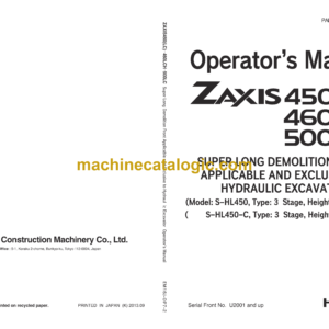 Hitachi ZX450, ZX450LC, ZX460LCH, ZX500LC Excavator Operator's Manual (EM16J-OP7-2)