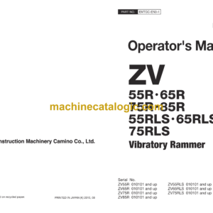 Hitachi ZV55R, ZV65R, ZV75R, ZV85R, ZV55RLS, ZV65RLS, ZV75RLS Vibratory Rammer Operator's Manual (EMTGC-EN3-4)