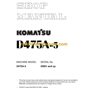 Komatsu D475A-5 Bulldozer Shop Manual (SEBM033717)