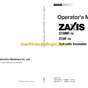 Hitachi ZX210MF-7G, ZX210F-7G Hydraulic Excavator Operator's Manual (ENMDJK-1-1)