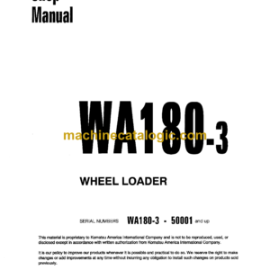 Komatsu WA180-3 Wheel Loader Shop Manual (SEBM005802)