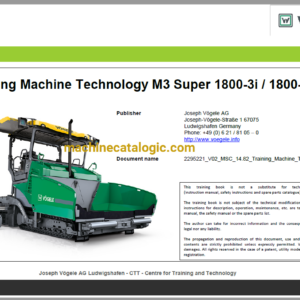 Vögele M3 Super 1800-3i, 1800-3 Training Machine Technology