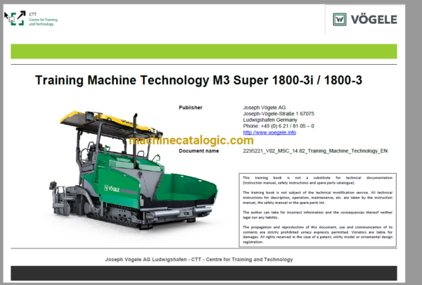 Vögele M3 Super 1800-3i, 1800-3 Training Machine Technology