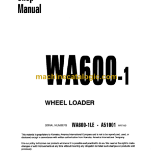 aKomatsu WA600-1 Wheel Loader Shop Manual (CEBM000800)