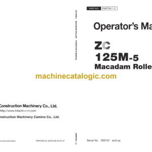 Hitachi ZC125M-5 Macadam Roller Operator’s Manual (ENMTBA-1-3, ENMTBA-1-4A)