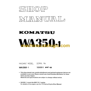 Komatsu WA350-1 Wheel Loader Shop Manual (SEBM04230107)