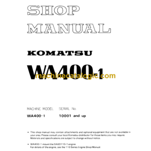 Komatsu WA400-1 Wheel Loader Shop Manual (SEBM0424106)