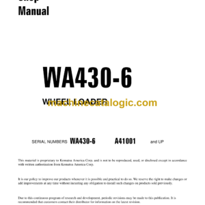 Komatsu WA430-6 Wheel Loader Shop Manual (CEBM019402)