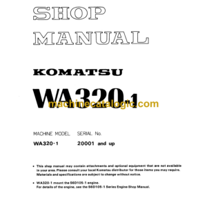 Komatsu WA320-1 Wheel Loader Shop Manual (SEBMU4190103)