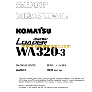 Komatsu WA320-3 Wheel Loader Shop Manual (SEBM006006)