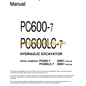 Komatsu PC600-7 PC600LC-7 Hydraulic Excavator Field Assembly Manual (SEAW004501)