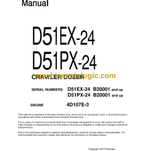 Komatsu D51EX-24, D51PX-24 Crawler Dozer Shop Manual (KEBM661701)