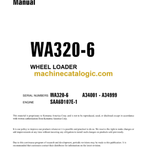 Komatsu WA320-6 Wheel Loader Shop Manual (CEBM019803)