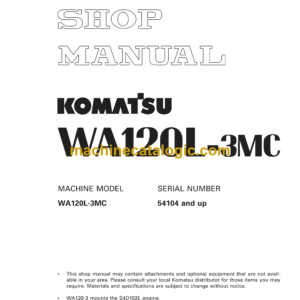 Komatsu WA120L-3MC Wheel Loader Shop Manual (SEBM021800)