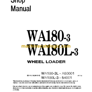 Komatsu WA180-3, WA180L-3 Wheel Loader Shop Manual (CEBM001102)