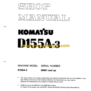 Komatsu D155A-3 Bulldozer Shop Manual (SEBM005305)