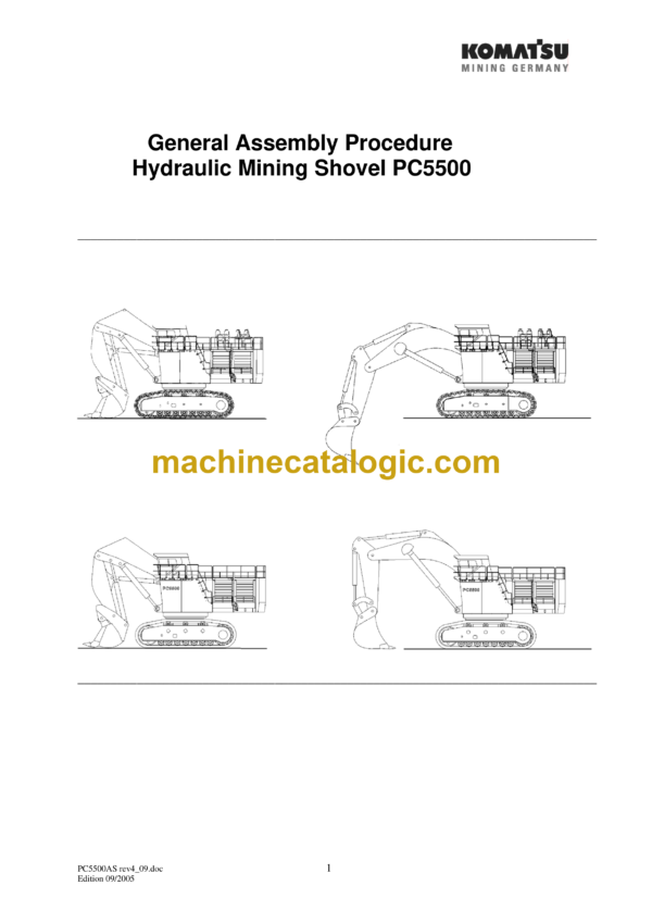 Komatsu PC5500 Hydraulic Excavator General Assembly Procedure Manual