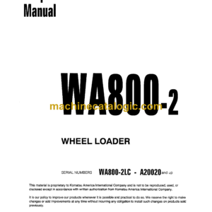 Komatsu WA800-2 Wheel Loader Shop Manual (CEBM002400)