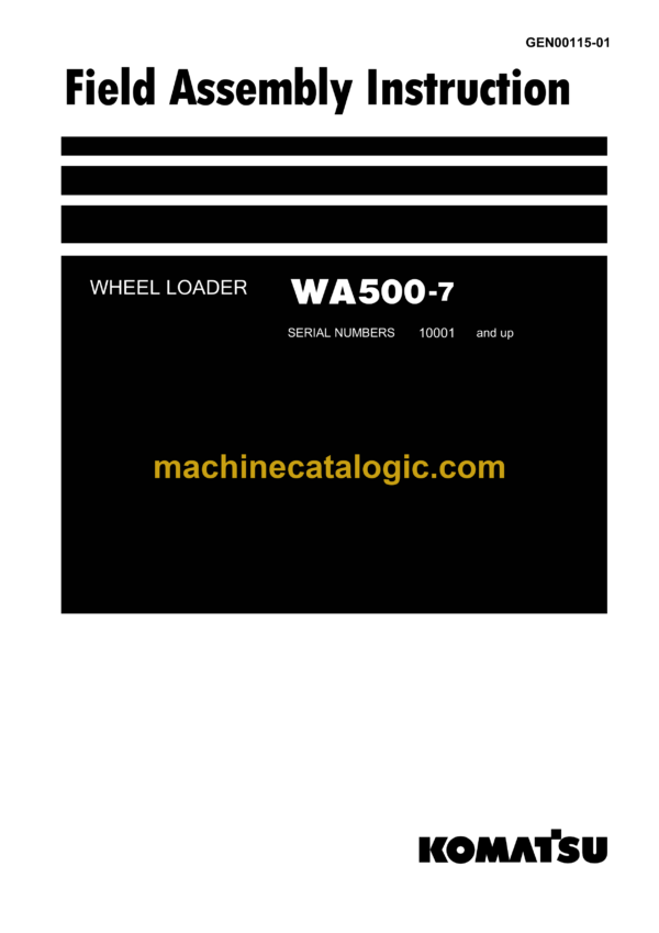 Komatsu WA500-7 Wheel Loader Shop Manual (GEN00115-01)