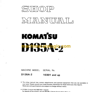 Komatsu D135A-2 Bulldozer Shop Manual (SEBM015A0205)