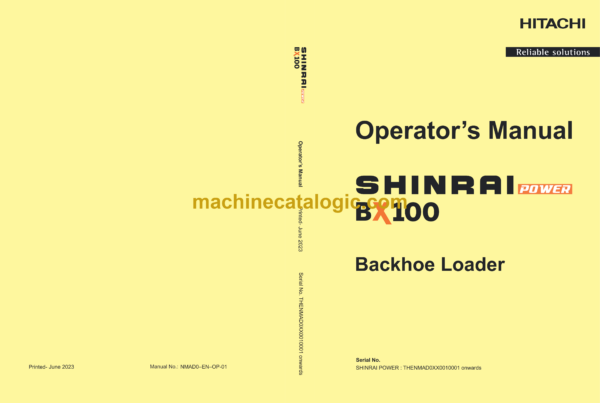 Hitachi Shinrai Power BX100 Backhoe Loader Operator Manual