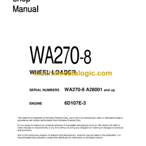 Komatsu WA270-8 Wheel Loader Shop Manual (CEBM031302)