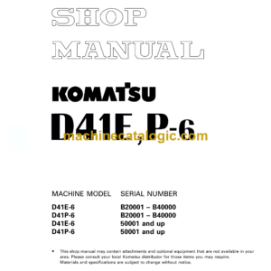 Komatsu D41E,P-6 Bulldozer Shop Manual (SEBM007009)