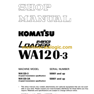 Komatsu WA120-3 Avance Loader Wheel Loader Shop Manual (SEBM005706)