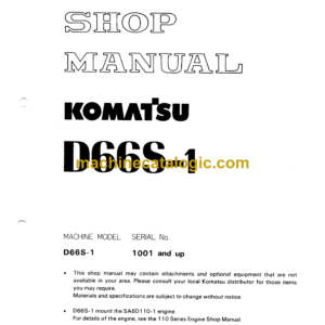 Komatsu D66S-1 Bulldozer Shop Manual (SEBM0142A10)