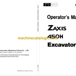 Hitachi ZX450H Excavator Operator's Manual