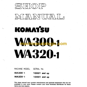 Komatsu WA300-1, WA320-1 Wheel Loader Shop Manual (SEBM04190107)