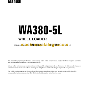 Komatsu WA380-5L Wheel Loader Shop Manual (CEBM009703)