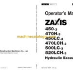Hitachi ZX450-3, ZX450LC-3, ZX470H-3, ZX470LCH-3, ZX500LC-3, ZX520LCH-3 Excavator Operator's Manual (EM1J1-1-1, ISM1J1-1-1)