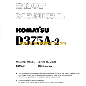 Komatsu D375A-2 Bulldozer Shop Manual (SEBM01970207)