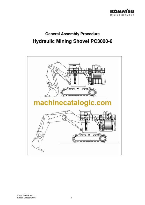 Komatsu PC3000-6 Hydraulic Excavator General Assembly Procedure Manual