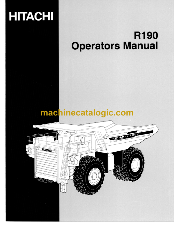 Hitachi R190 341SD Dump Truck Operator's Manual (10196)