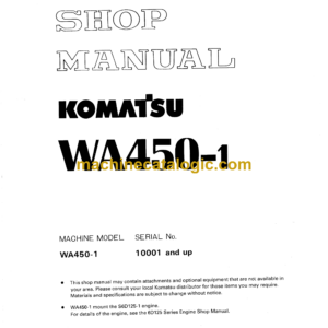 Komatsu WA450-1 Wheel Loader Shop Manual (SEBM04210108)