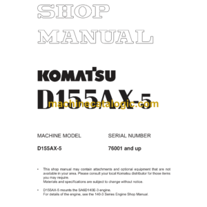 Komatsu D155AX-5 Bulldozer Shop Manual (SEBM034808)