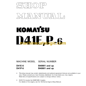 Komatsu D41E,P-6 Bulldozer Shop Manual (SEBM028803)