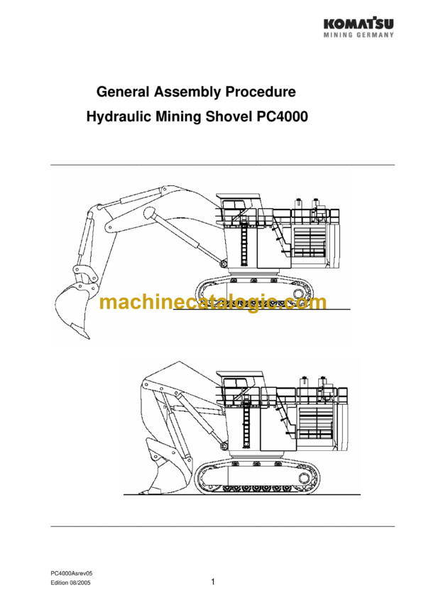 Komatsu PC4000 Hydraulic Excavator General Assembly Procedure Manual