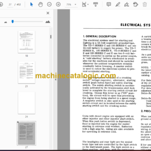 Komatsu 100,125 TD-7, 8 SERIES C, E Loader Dozer Shop Manual (ISS-1543)